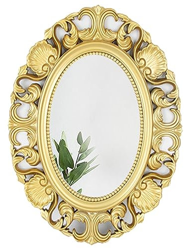 UYSELA Ovaler Wandspiegel,Retro-Tisch-Kosmetikspiegel,Wandmontage,dekorativer Badezimmerspiegel,europäischer klassischer Eingangsspiegel