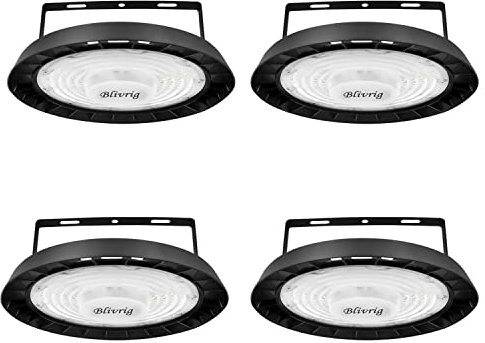 Blivrig 4PCS 100W LED UFO Hallenstrahler Industrielampe 6500K Kaltweiß 10000LM, 144 LED Hängeleuchten 230V mit Kabel, IP65 Wasserdicht LED Pendelleuchten Innenbeleuchtung für Gymnasium, Fabriken
