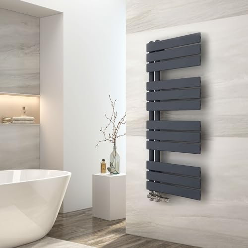 EMKE Badheizkörper 1041x400 mm, Handtuchheizkörper Seitenanschluss Badheizkörper Handtuchhalter Handtuchwärmer Handtuchtrockner Heizkörper Flach Bad Handtuchheizung Anthrazit 478W