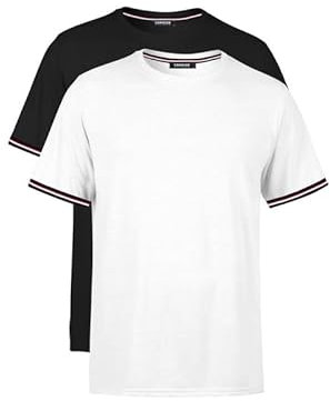 COMEOR T Shirt Herren Kurzarm Elegant Baumwolle Sport Männer Rundhals 2-3-4 Pack, Stylischer Streifen am Ärmel, Schwarz/Weiß