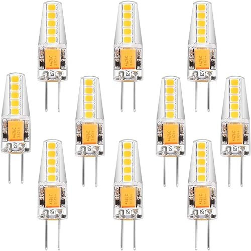BBPM Lámpara LED G4 5W,AC/DC 12V Reemplaza lámparas halógenas de 50W,Bombillas LED G4 sin Parpadeo,Regulables,para Campana extractora de Cocina,Paquete de 10,Cool White 6000k,5W