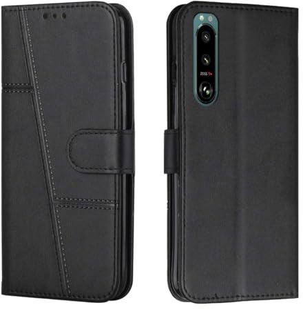König Design Handyhülle für Sony Xperia 5 III Hülle, Schutzhülle für Sony Xperia 5 III Wallet Flip Case Standfunktion Klapphülle für Sony Xperia 5 III Cover (Schwarz)