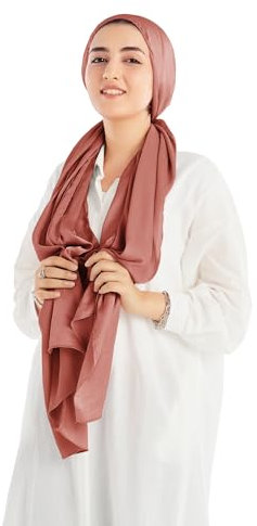 Xirhoot Satin-Crêpe-Hijab-Schal für Damen, Dusty Rose, Standard