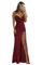 HUINI Damen Lang Abendkleider 2024 Satin Abiballkleid Spaghettiträger Brautjungfernkleider mit Schlitz Weinrot 58