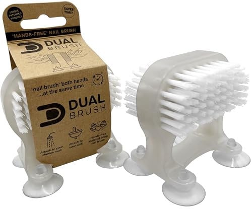 Double Sided Nail Brush with Built-In Suction Cup, Manicure Set Essential, Versatile Nail Brushes for Cleaning Nails and Hands, Hand-Free or Handheld Use for Comprehensive Hygiene - Pack of 1