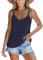 CUPSHE Damen-Oberteil, V-Ausschnitt, O-Ring, Strick, verstellbarer Riemen, ärmellos, Sommer-Shirt, marineblau, M