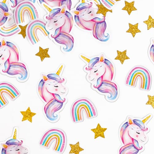 60pz Coriandoli Unicorno Colorati, Confetti per Compleanno Unicorno Bambina, Coriandoli Arcobaleno Stella Festa Unicorno, Decorazione Addobbi Tavola
