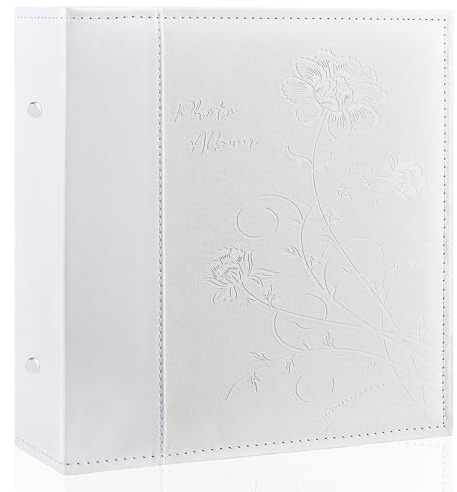 Miaikoe Fotoalbum 10x15 600 Fotos Slip in, Extra große Kapazität Leder Cover Bilderalben hält 600 horizontale und vertikale 10x15cm Landschaft Fotos für Hochzeit Familie (Weiß)