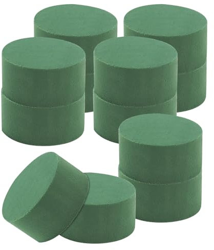 MUNGHOK 12 Stück 8cm Steckmasse Zylinder Grün, Blumensteckmasse Steckschaum Rund, Blumen Steckmoos Steckschwamm Steckmasse für Frischblumen, Kunstblumen