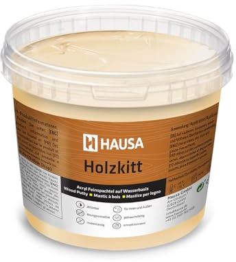 HAUSA Holzkitt 1 kg Eiche Mittel Holzspachtelmasse, Kitt für Holz, Holzspachtel/Füllmasse zum Reparieren von Holzschäden gebrauchsfertig ausgezeichnete Füllkraft schnelltrocknend rissbeständig