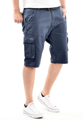Arctic Seven Herren Cargo Shorts (29W-42W) Regular Fit Kurze Hosen mit Gürtel - 100% Baumwolle Obermaterial, Sommer Cargohose Männer - AS-409 Navy W33