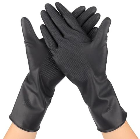 Sghtil 2 Paar Handschuhe zum Färben von Haaren, wiederverwendbar, Schwarz, professionelles Färbezubehör für Friseursalon (2 Paar)