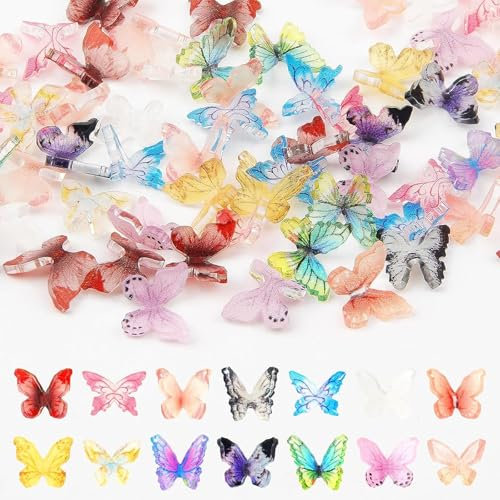 60pcs Micro Farfalle in resina Mini Farfalle per fai da te, Farfalle in miniatura, Casa delle Bambole, Piccole Farfalle Farfalle per Giardino Fate, Casa delle Bambole, Micro Decorazione Paesaggio