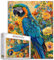 Tierpuzzle 1000 Teile für Erwachsene, Familien (Papagei, Gartenblumen, Tropische Pflanzen) Teile passen perfekt zusammen 19.7''x27.6''inch Leistung Landschaft rahmenbare magische Puzzle Kunst（Gelb）