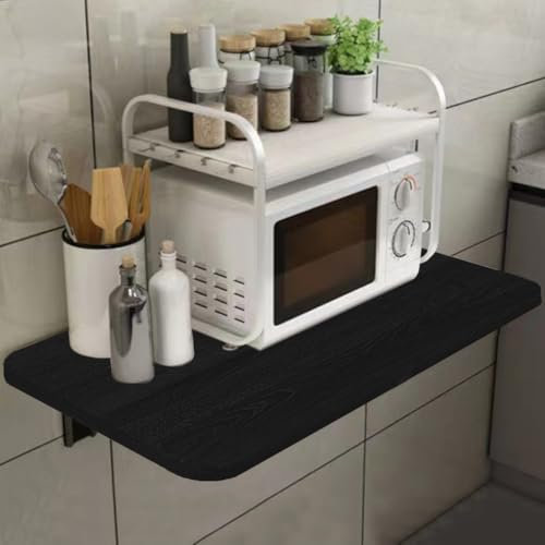 Shally Dogan Klappbarer Wandtisch, 80 x 60 cm, aus Holz, zusammenklappbar, platzsparend, vielseitig, Schreibtisch, Esstisch, Wohnzimmer, Badezimmer, Küche (schwarz)