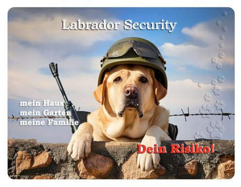 Warnschild - Schild 20x30cm Motiv: Hund Labrador Retriever Security ( 007 )