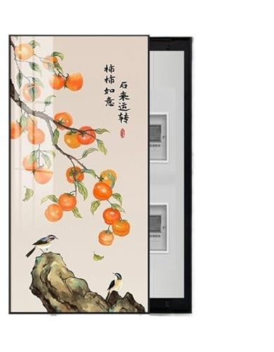 LVYUDS Style Chinois Cache Tableau Electrique Silencieux Droit Porte Coulissante Cache Compteur Electrique Mural étanche Anti-Poussière Couloir Salon de Thé(90 * 180cm,1)