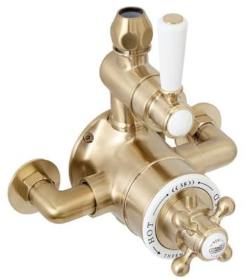 Milano Elizabeth Traditional Exposed Twin Thermostatic Mixer Shower Valve - Brushed Brass