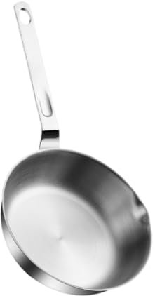 perfk Bratpfanne aus Edelstahl, gebratener Steaktopf, unbeschichtete Pfanne, Eierbratpfanne für alle Herdplatten, Herde, Induktionsherde, Küche, 14cm