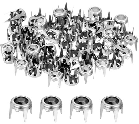 sourcing map Lot de 60 clous en strass, rivets ronds de 5 mm, perles en cristal, clous punk, clous décoratifs pour loisirs créatifs, cuir, tissu, vêtements, ceinture, sac, chaussures, accessoires,
