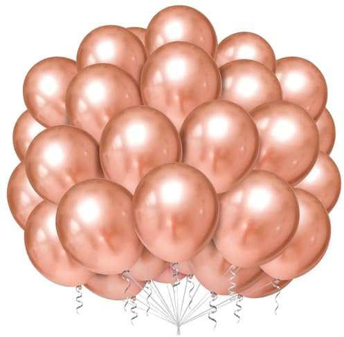 Luftballons Rosa Rosegold,100 Stück Helium Ballons Rosegold mit Roségold Konfetti Ballons für Mädchen Geburtstag Hochzeit Verlobung Jubiläum Babyparty Dekoration