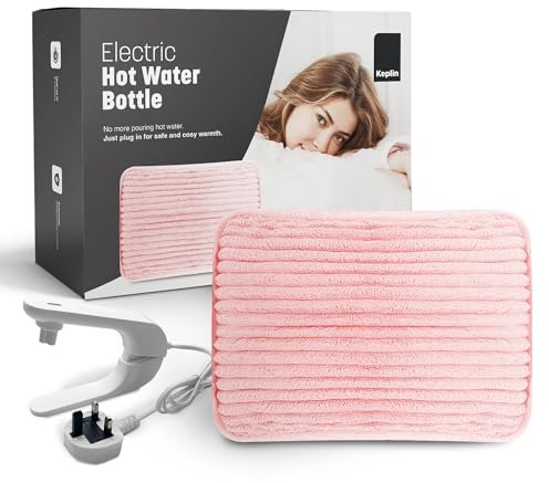KEPLIN Rechargeable Electric Hot Water Bottle Soft & Cosy Bed, Hand & Body Warmer - Fast Heating, Auto-Shut Off Function, Over-Heat Protection & No Refill Heat Pad (Pink)