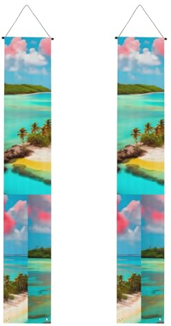 Graduation Veranda Banner – Karibik Landschaft Druck hängende Flaggen Party Haustür Schild für Innen- und Außendekoration