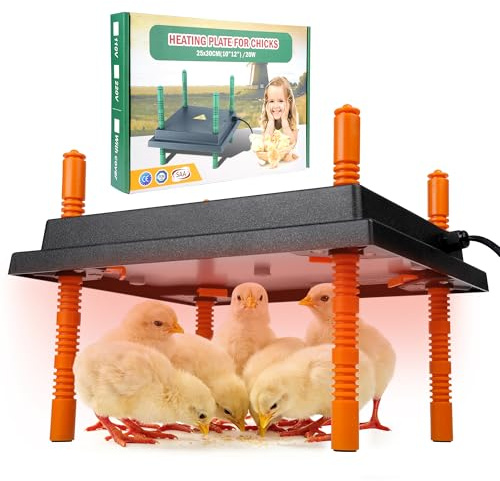 Placa calefactora para pollitos 25x30 cm, placa térmica para gallinas ajustable en altura, calefacción para gallinero 20W, más eficiente energéticamente que lámpara de calor, calentador para pollitos,