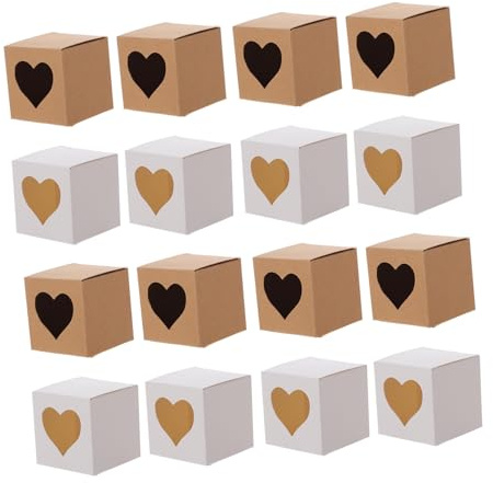 Generisch 60 Stück Quadratische Kraftpapier geschenkboxen Herzförmige Würfel mit Sichtfenster Braune Stabile Verpackung für Kuchen Süßigkeiten Muffins für Hochzeiten Farbe