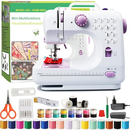 BRICH Machine à coudre pour enfants débutants et enfants - Mini machine à coudre électrique portable avec 12 points - Fonction surjeteuse + kit de couture 42 pièces inclus - Idéal pour les vêtements