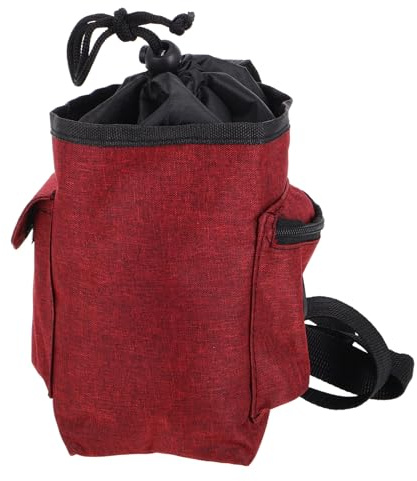 Veemoon Rock Climbing Chalk Bag with Zippered Storage Pocket, Burgundy Holder for Bouldering and Gymnastics, Waist Belt Chalk Bucket for Outdoor Climbing Gear