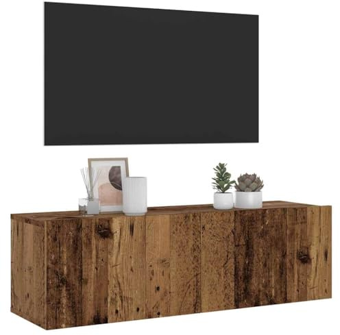 VIHHQGC Meuble TV mural aspect bois vieilli 100 x 30 x 30 cm en matériau dérivé du bois avec espace de rangement TV et montage mural pour appareils multimédias et articles de décoration