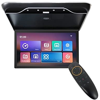 Lettori video for auto da 19 pollici Schermo LCD HD Soffitto for automobile Display for montaggio sul tetto Monitor for MP5 TV multimediale 1080P USB IR FM Film per bambini(Black Android)