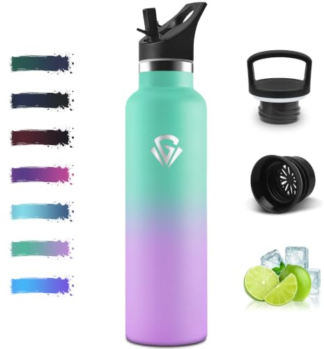 Mulbijeo Botella Termica 1 Litro, Termo Sin BPA, Cantimplora Acero Inoxidable, Aislamiento Al Vacío de Doble Pared, Termo, Botella Agua Gimnasio para Deporte, Oficina, Camping, Gimnasio