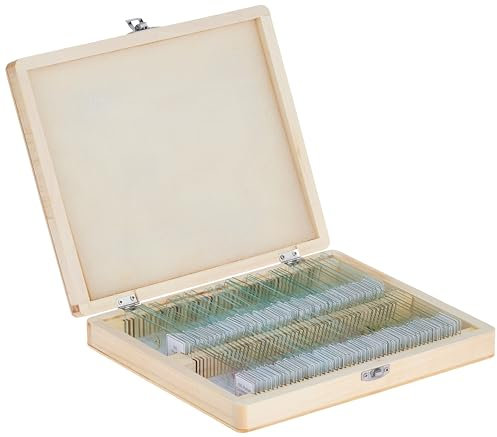 Celestron 44412 Prepared Microscope Slide Box, 100 Piece Set in Wooden Case, Light Brown