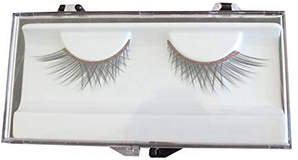 Eulenspiegel 000649 - Künstliche Wimpern, Schwarz mit rotem Glitzerband, 1 ml Spezial-Wimpernkleber, Anleitung, für Karneval, Mottoparty