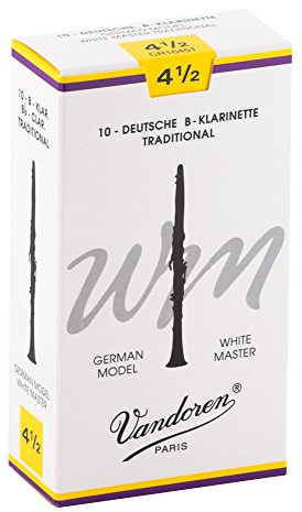 Vandoren CR1645T Bb Clarinet White Master Traditional Reeds Strength 4.5; Box of 10