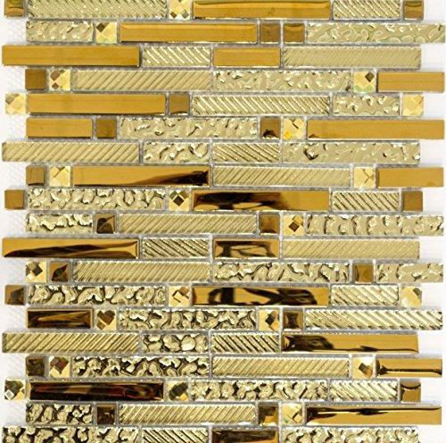 Glasmosaik Verbund Crystal mix Glas/gold Transluzent Transparent 3D, Mosaikstein Format: 15x15/48/98x8 mm, Bogengröße: 298x338 mm, 10 Bögen
