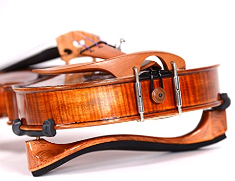 Fiddlerman Schulterstütze für Violine aus leichter Kohlefaser, 4/4-Schaumstoffpolsterung für Komfort, mit leicht höhenverstellbaren Füßen (Holzoptik)
