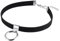 PAURO Damen Velvet Silber O Ring Charm Choker Halskette Classic Schwarz Ribbon Kragen