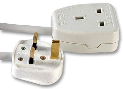 Ex-Pro 1 Gang Way 1m Metre 13A Mains Power Extension Socket Lead Cable White