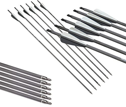 Tongtu Outdoor Traditionelle Bogenschießen Carbonpfeile 350 Spine 31 Zoll für Recurve Compound Bogen Langbogen Jagd Ziele Pfeil 6PCS