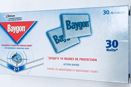 Baygon Insecticide/Recharges pour Diffuseur Électrique en Plaquettes Moustiques/Moustiques Tigres Longue Durée 2 en 1 Pack de 30 - Lot de 4