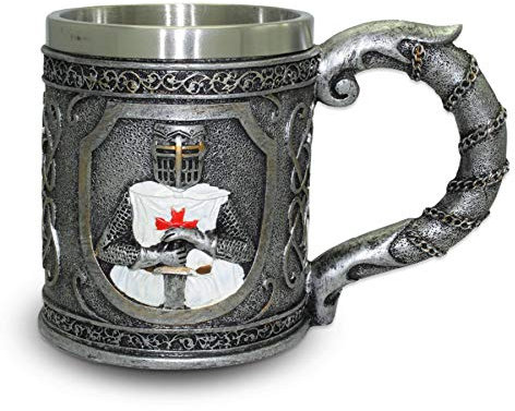 Chope ''Knight Templar'' - Gobelet croisé (350ml) avec des Ornements - Hauteur 11 cm - Décoration Fantastique Fantaisie Medieval