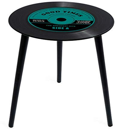 balvi Beistelltisch Greatest Hits Farbe Grün In Form Einer Vinyl-Schallplatte Mit Holzbeinen Glas 40