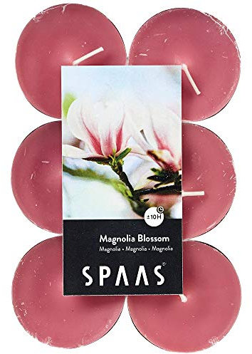 Spaas 12 Scented Maxi Tealights, 10 Hours, Magnolia Blossom, Rose Blush, D 58 mm x H 24 mm