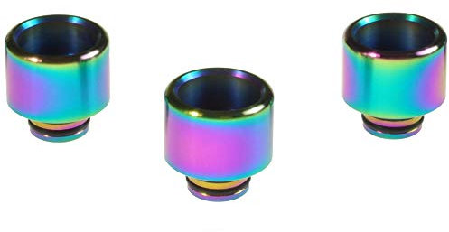 Armerah Anti Spit Back 510 Drip Tip eCig Mouthpiece Short/Wide Steel Rainbow 3 Pack