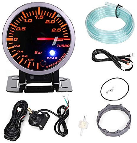 KSTE Turbo Ladedruckanzeige, 2,5 Zoll 60mm 3.0 Bar DC12V Turbo Boost Messgerät Meter Zeiger LED Digital Turbo Boost Gauge für Auto Änderung