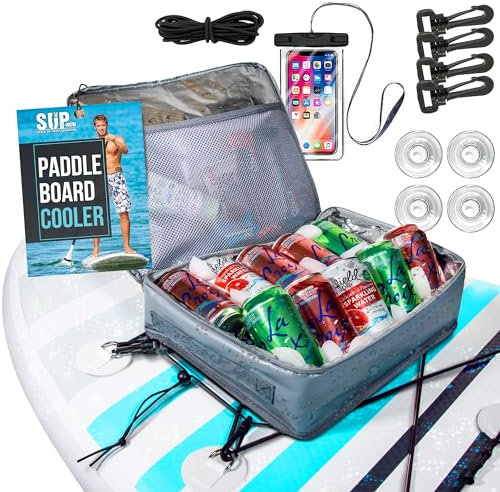 SUP-NOW Stand Up Paddle Board Kühler, wasserabweisend, Paddleboard-Zubehör, Decktasche mit Netzoberteil (grau)
