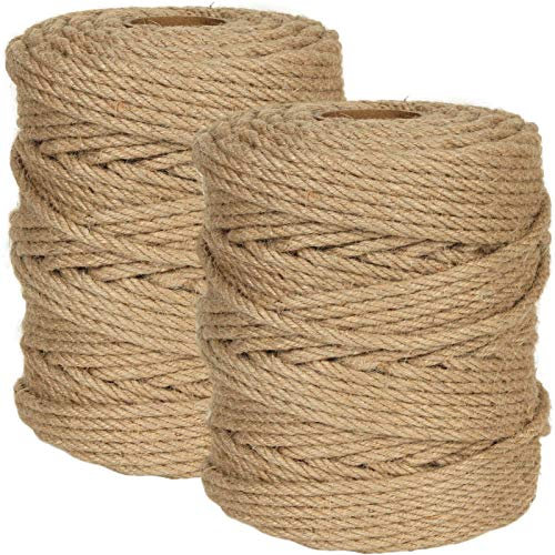 Ficelle de Jute Naturelle de 6 mm, Corde de Chanvre Robuste de 6 mm, Corde de Chanvre torsadée 100% Naturelle pour Tour d'arbre à Chat, Corde de Jute Solide pour Bricolage, Jardinage, hamac,